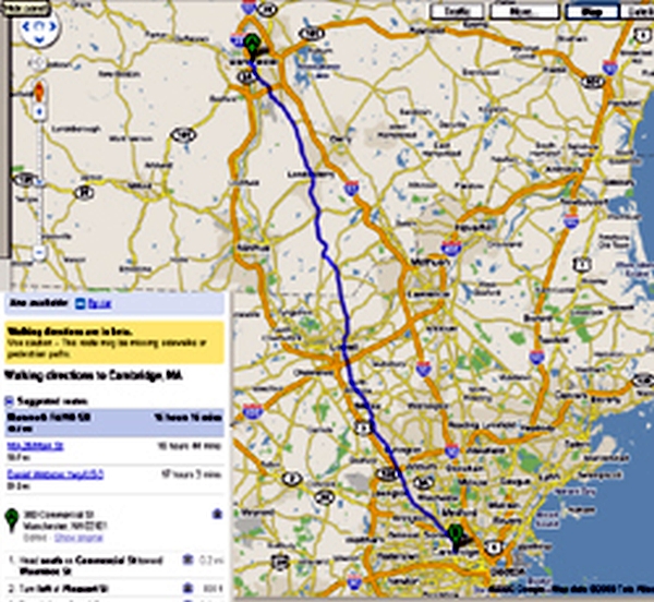 map from nh to Cambridge